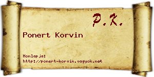 Ponert Korvin névjegykártya